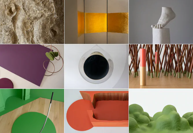 Fotocollage met details van de hulpmiddelen in het gebouw