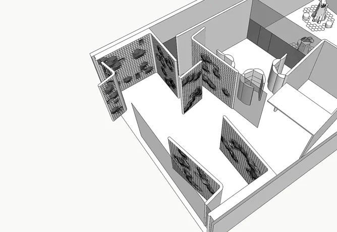 Tekening van bovenaanzicht van het portaal